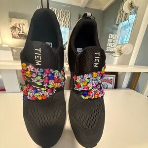 TIEM Women's Black Sneakers with Colorful Accents